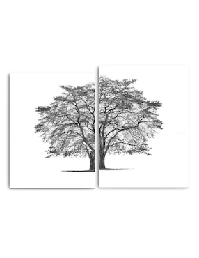 Cuadro Decorativo Canvas Art Set De Tronco De Árbol Abundante Con Barniz A Registro