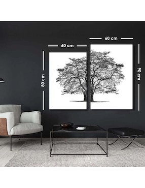 Cuadro decorativo Canvas Art set de tronco de árbol abundante con barniz a registro