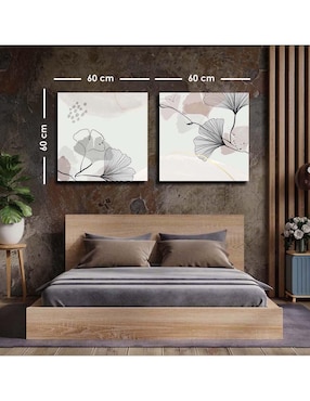 Cuadro decorativo Canvas Art set de arte de botánica con barniz a registro