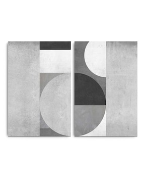 Cuadro decorativo Canvas Art set de figura geométrica en gris con barniz a registro