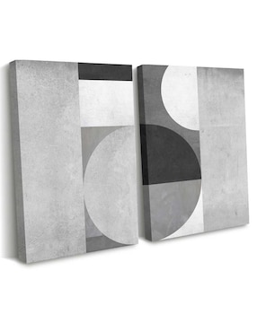Cuadro decorativo Canvas Art set de figura geométrica en gris con barniz a registro