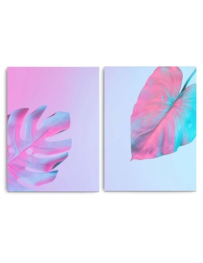 Cuadro decorativo Canvas Art hojas tornasol con barniz a registro