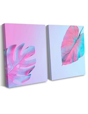 Cuadro decorativo Canvas Art hojas tornasol con barniz a registro