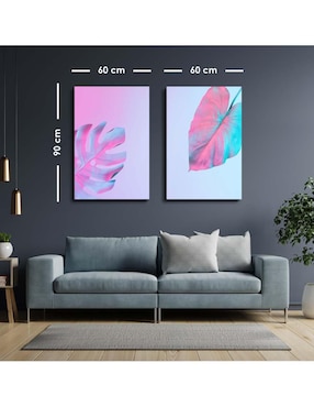 Cuadro decorativo Canvas Art hojas tornasol con barniz a registro
