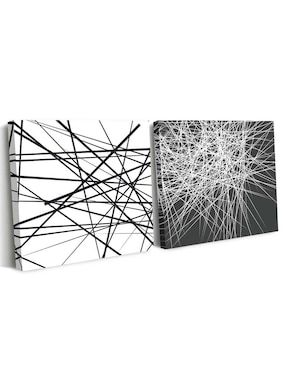 Cuadro decorativo Canvas Art set de líneas caóticas vulnerables con barniz a registro