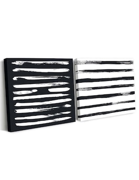 Cuadro decorativo Canvas Art set de líneas horizontales modernas con barniz a registro
