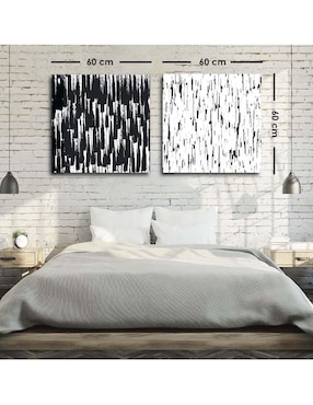 Cuadro decorativo Canvas Art set de líneas de lluvia con barniz a registro