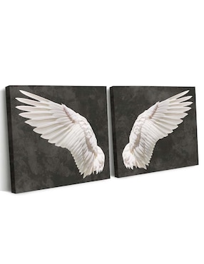 Cuadro decorativo Canvas Art Set de alas angelicales blancas con barniz a registro