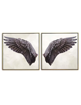 Cuadro Decorativo Canvas Art Set De Alas De ángel Negras Con Barniz A Registro