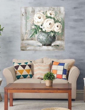 Cuadro decorativo Flor Blanca y Sabia I técnica mixta Cuadros Jr Floreros