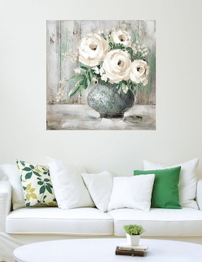 Cuadro decorativo Flor Blanca y Sabia I técnica mixta Cuadros Jr Floreros