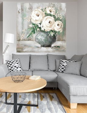 Cuadro decorativo Flor Blanca y Sabia I técnica mixta Cuadros Jr Floreros