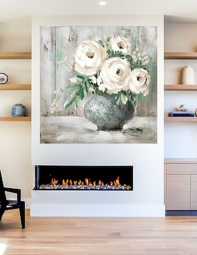Cuadro decorativo Flor Blanca y Sabia I técnica mixta Cuadros Jr Floreros