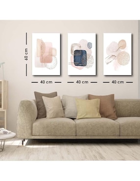 Cuadro decorativo Canvas Art set de arreglos azul marino con barniz a registro