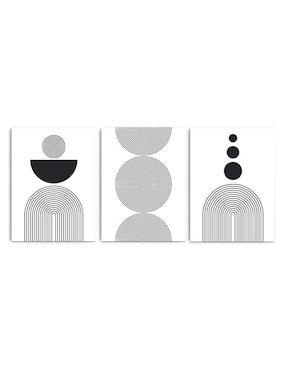 Set Cuadro Decorativo Canvas Art Arte Abstracto Minimalista En Negro Con Barniz A Registro