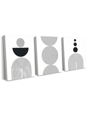 Cuadro decorativo Canvas Art set de arte abstracto minimalista en negro con barniz a registro