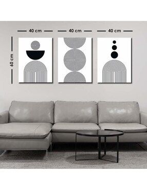 Cuadro decorativo Canvas Art set de arte abstracto minimalista en negro con barniz a registro