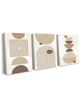 Cuadro decorativo Canvas Art set de arte indefinido en figuras geométricas con barniz a registro