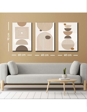 Cuadro decorativo Canvas Art set de arte indefinido en figuras geométricas con barniz a registro