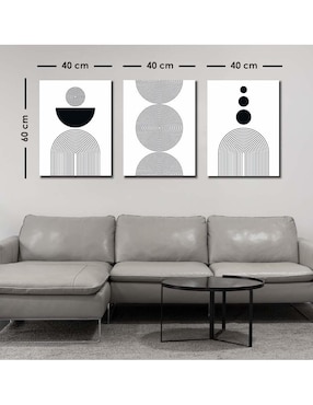 Cuadro decorativo Canvas Art set de afiche moderno blanco y negro con barniz a registro