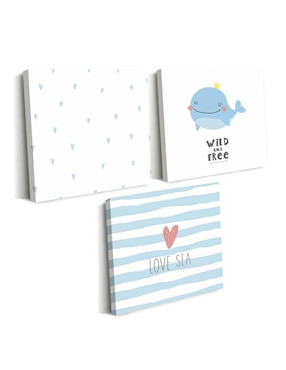 Cuadro decorativo Canvas Art set de amo el mar con barniz a registro