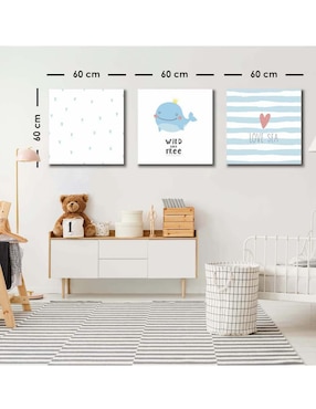 Cuadro decorativo Canvas Art set de amo el mar con barniz a registro