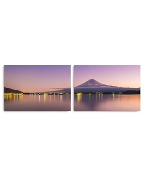 Set Cuadro Decorativo Canvas Art Panorama De La Montaña Fuji Con Barniz A Registro