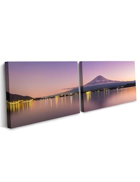 Cuadro decorativo Canvas Art set de panorama de la montaña fuji con barniz a registro