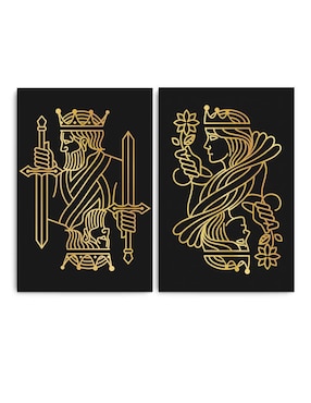 Set Cuadro Decorativo Canvas Art Pareja De Reyes De Cartas Con Barniz A Registro