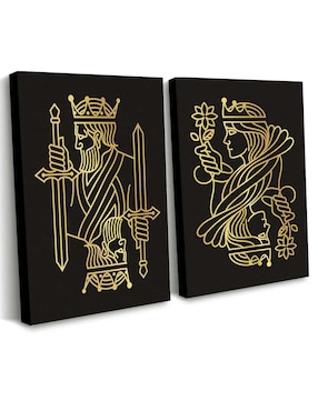 Cuadro decorativo Canvas Art set de pareja de reyes de cartas con barniz a registro