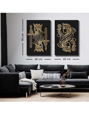 Cuadro decorativo Canvas Art set de pareja de reyes de cartas con barniz a registro