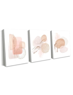 Cuadro decorativo Canvas Art set de abstracto rosa y marfil con barniz a registro