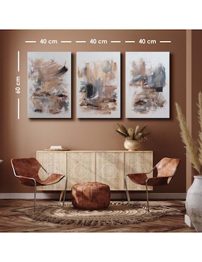 Cuadro decorativo Canvas Art set de manchas contemporáneo con barniz a registro