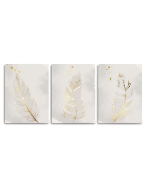 Set Cuadro Decorativo Canvas Art Elegante Plantilla De Plumas Con Barniz A Registro