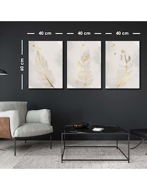 Cuadro decorativo Canvas Art set de elegante plantilla de plumas con barniz a registro