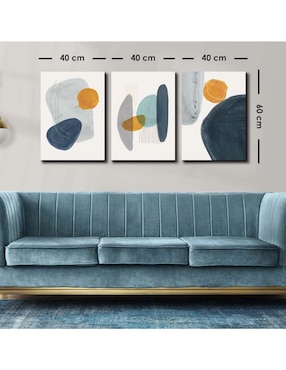 Cuadro decorativo Canvas Art set de figuras abstractas con grises con barniz a registro