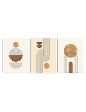 Set Cuadro Decorativo Canvas Art Figuras Geométricas Con Rayas Con Barniz A Registro