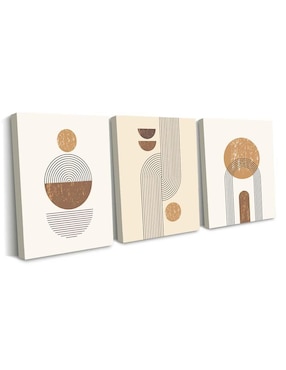 Cuadro decorativo Canvas Art set de figuras geométricas con rayas con barniz a registro