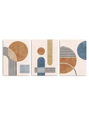 Cuadro decorativo Canvas Art set de figuras geométricas en tenues colores con barniz a registro
