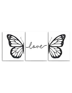 Cuadro decorativo Canvas Lab set de frase buena vibra con barniz a registro