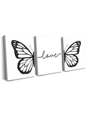 Cuadro decorativo Canvas Lab set de frase buena vibra con barniz a registro