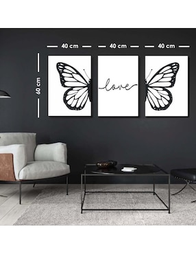 Cuadro decorativo Canvas Lab set de frase buena vibra con barniz a registro
