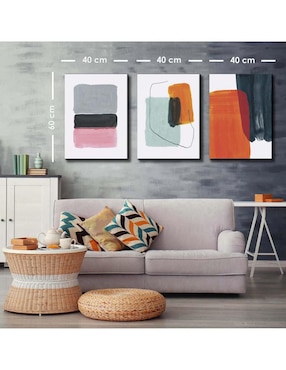 Cuadro decorativo Canvas Art set de imprecisas figuras reflexivas con barniz a registro