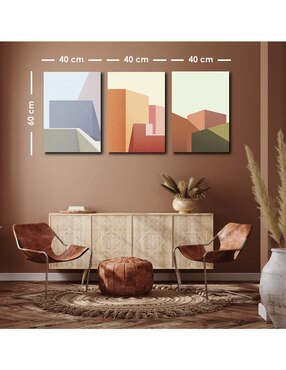 Cuadro decorativo Canvas Art set de edificios geométricos con barniz a registro