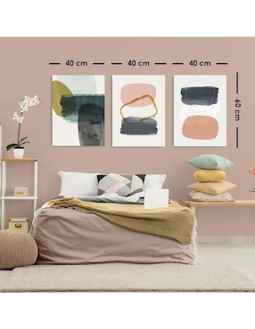 Cuadro decorativo Canvas Art set de ilustraciones de manchas con barniz a registro
