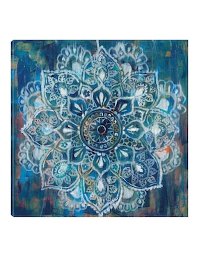 Cuadro Decorativo Mandala En Azul II Técnica Mixta Cuadros Jr Formas