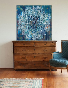 Cuadro decorativo Mandala en azul II técnica mixta Cuadros Jr Formas