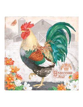 Cuadro decorativo Gallo Esmeralda técnica mixta Cuadros Jr Animales Domésticos