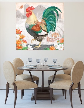 Cuadro decorativo Gallo Esmeralda técnica mixta Cuadros Jr Animales Domésticos