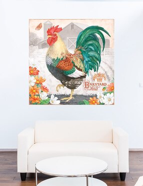 Cuadro decorativo Gallo Esmeralda técnica mixta Cuadros Jr Animales Domésticos